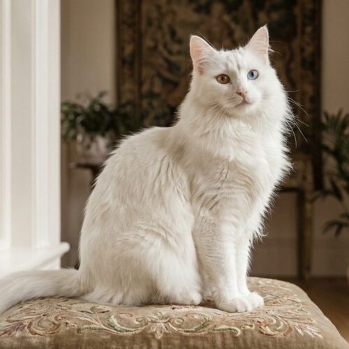 Fotografía de un gato Angora Turco
