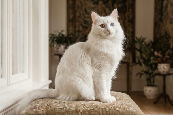 Fotografía de un gato Angora Turco