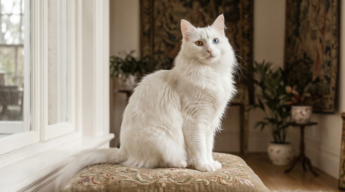 Fotografía de un gato Angora Turco