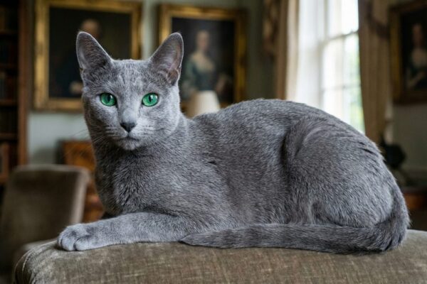 Fotografía de un gato Azul Ruso