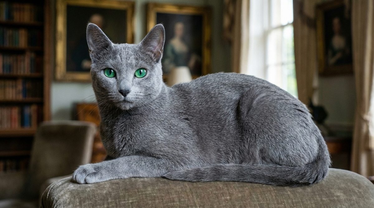 Fotografía de un gato Azul Ruso