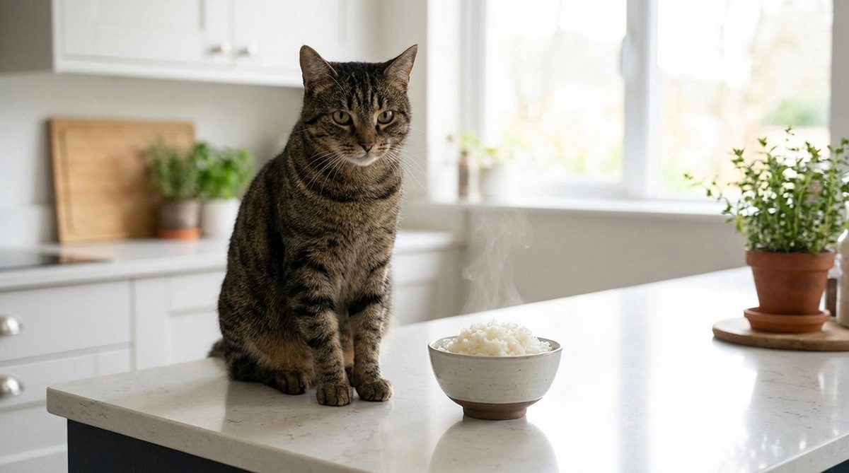 Imagen ilustrativa para guía sobre gatos comer arroz