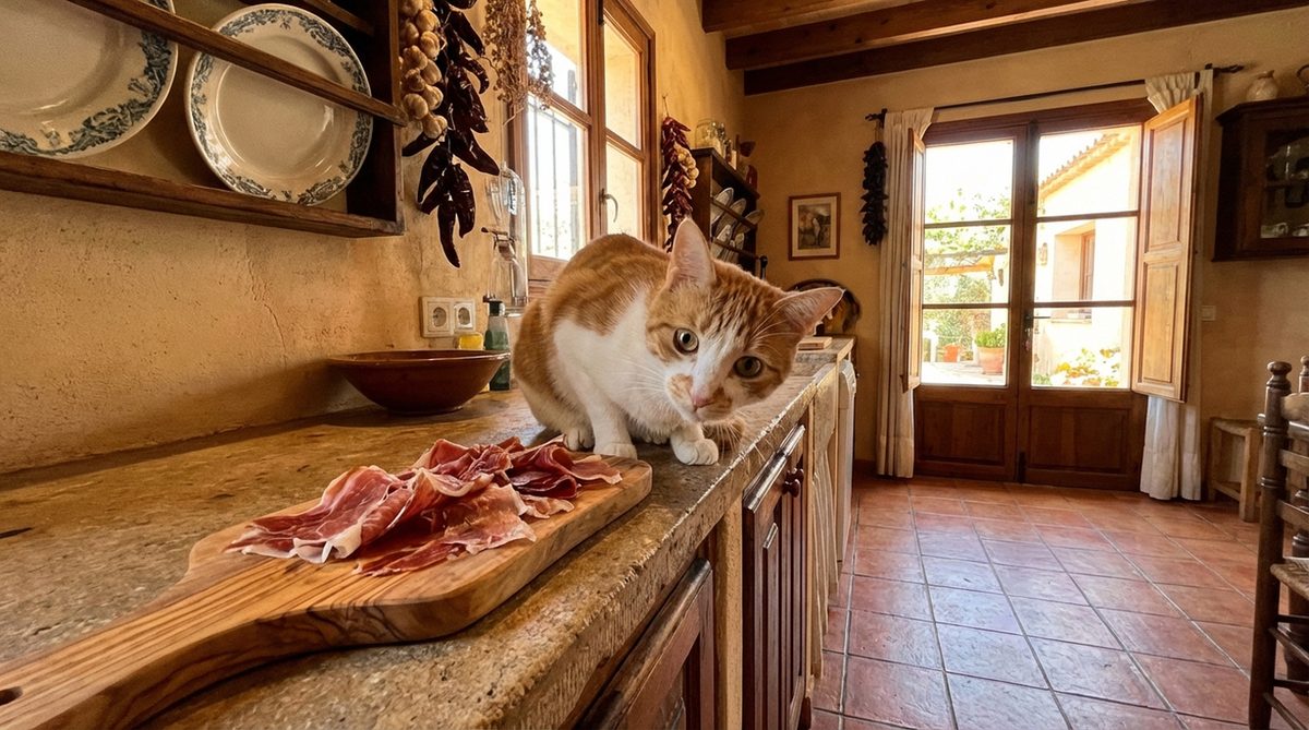 Imagen ilustrativa para guía sobre gatos comer jamon