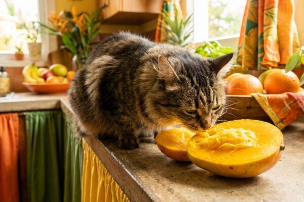 Imagen ilustrativa para guía sobre gatos comer mango