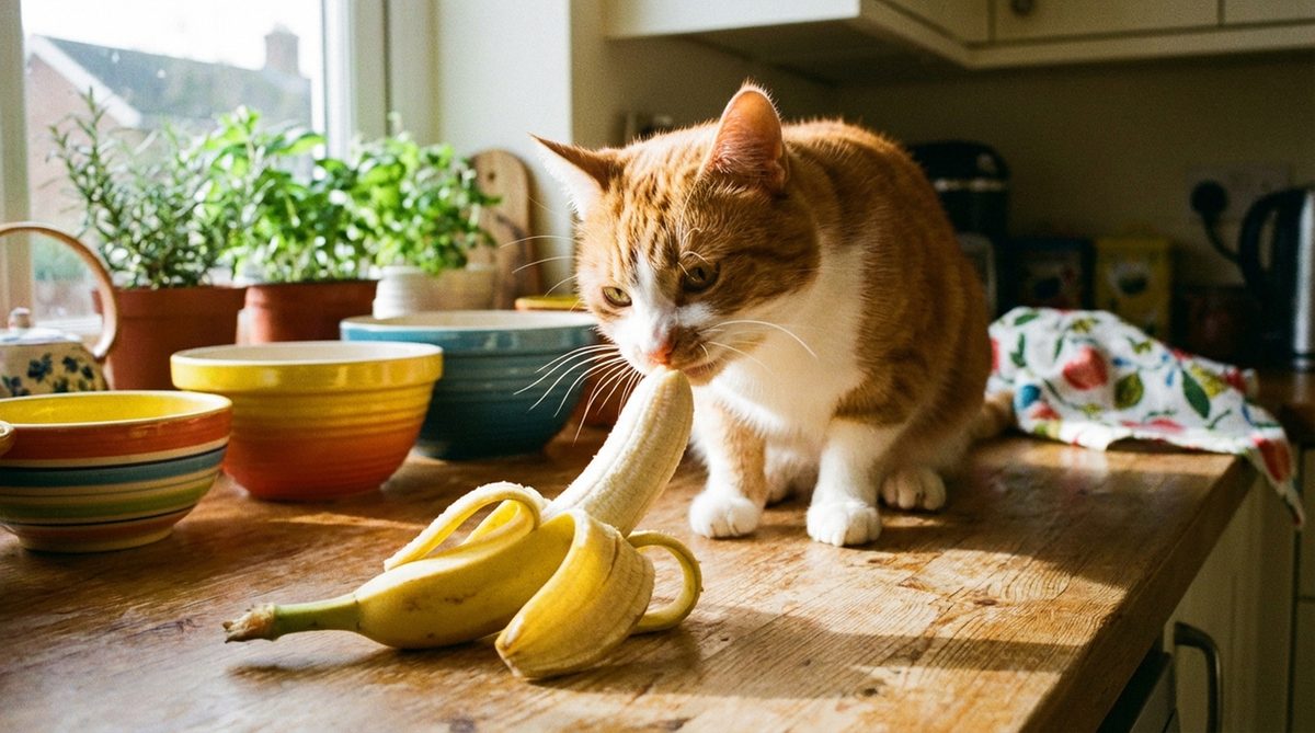 Imagen ilustrativa para guía sobre gatos comer platano