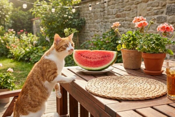 Imagen ilustrativa para guía sobre gatos comer sandia