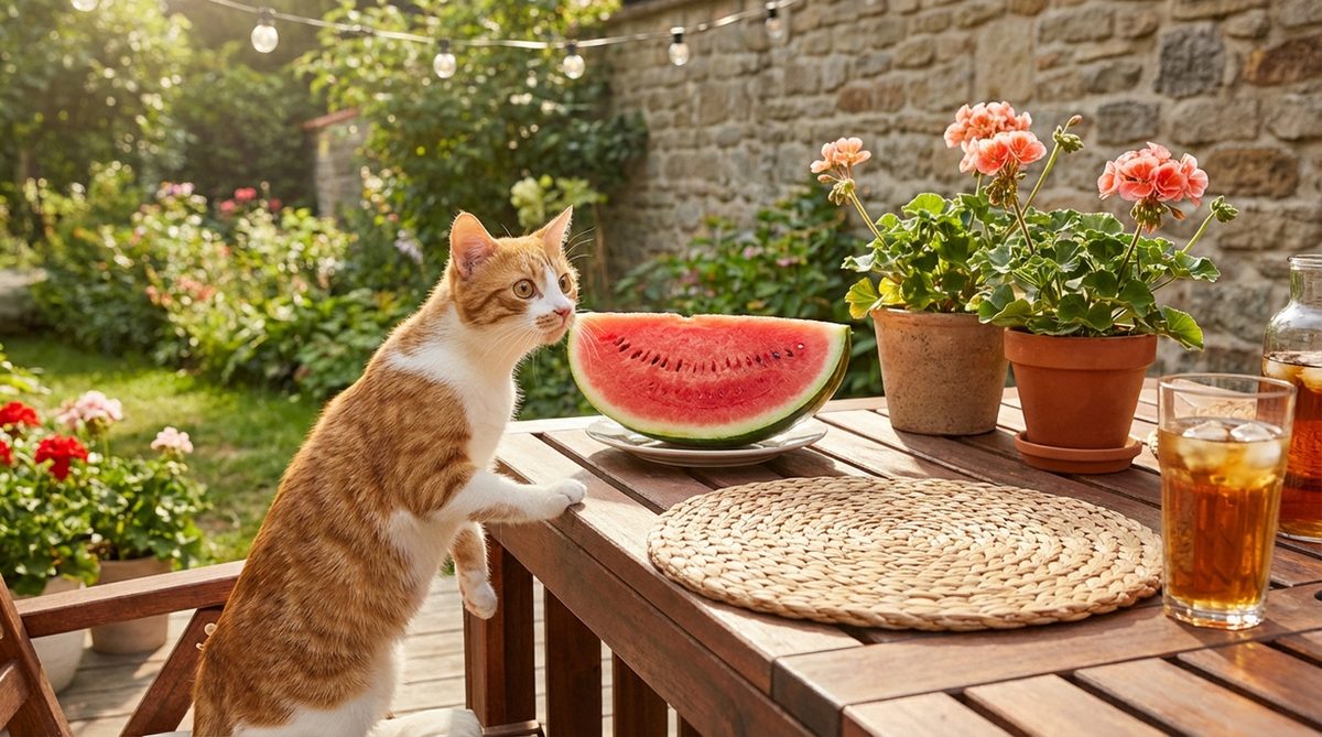 Imagen ilustrativa para guía sobre gatos comer sandia
