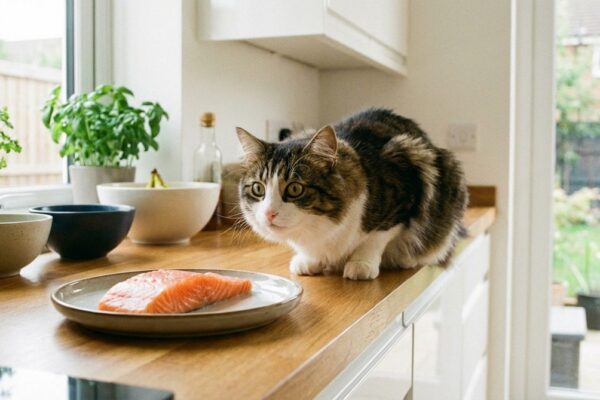 Imagen ilustrativa para guía sobre gatos pescado crudo