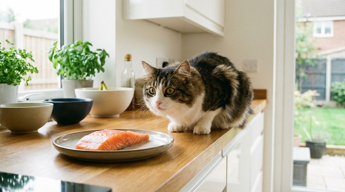 Imagen ilustrativa para guía sobre gatos pescado crudo