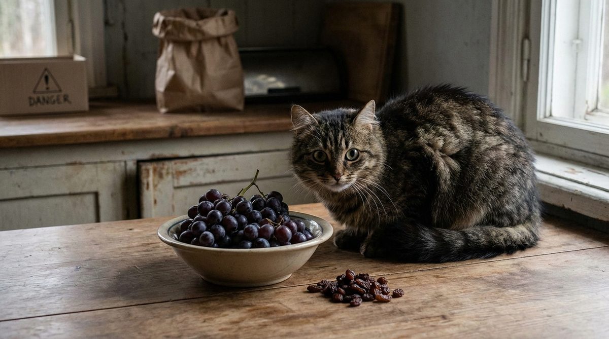Imagen ilustrativa para guía sobre gatos uvas pasas